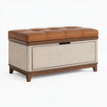 Aufbewahrungsbank 100 x 45 x 48 cm mit Kunstlederpolsterung Braun Beige