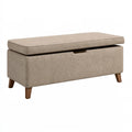 Sitzbank mit Stauraum 100 x 40 x 45 cm Beige Stoff Holzbeine Klappdeckel