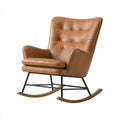 Schaukelstuhl 90 x 82 x 105 cm aus Kunstleder Braun mit Holzkufen im Mid Century Stil
