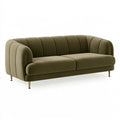 2-Sitzer Sofa 210 x 90 x 78 cm olivgrüner Stoffbezug mit Metallfüßen Retro Stil