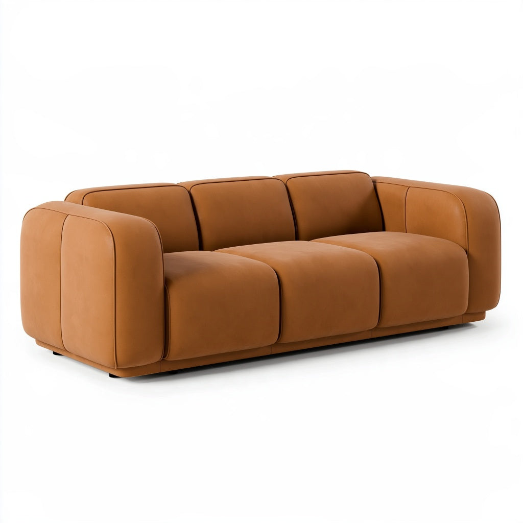 3-Sitzer Sofa 220 x 95 x 78 cm Kunstleder Cognac modernes Wohnzimmer