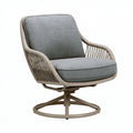 Drehbarer Loungesessel 82 x 78 x 92 cm Grau Seilgeflecht Metallgestell für Terrasse moderner Stil