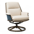 Drehsessel 85 x 92 x 103 cm Creme Blau Textil Holz Metall Relaxsessel
