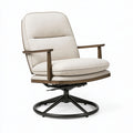 Dreh- und Relaxsessel 76 x 82 x 96 cm Stoff Beige mit Holzarmlehnen