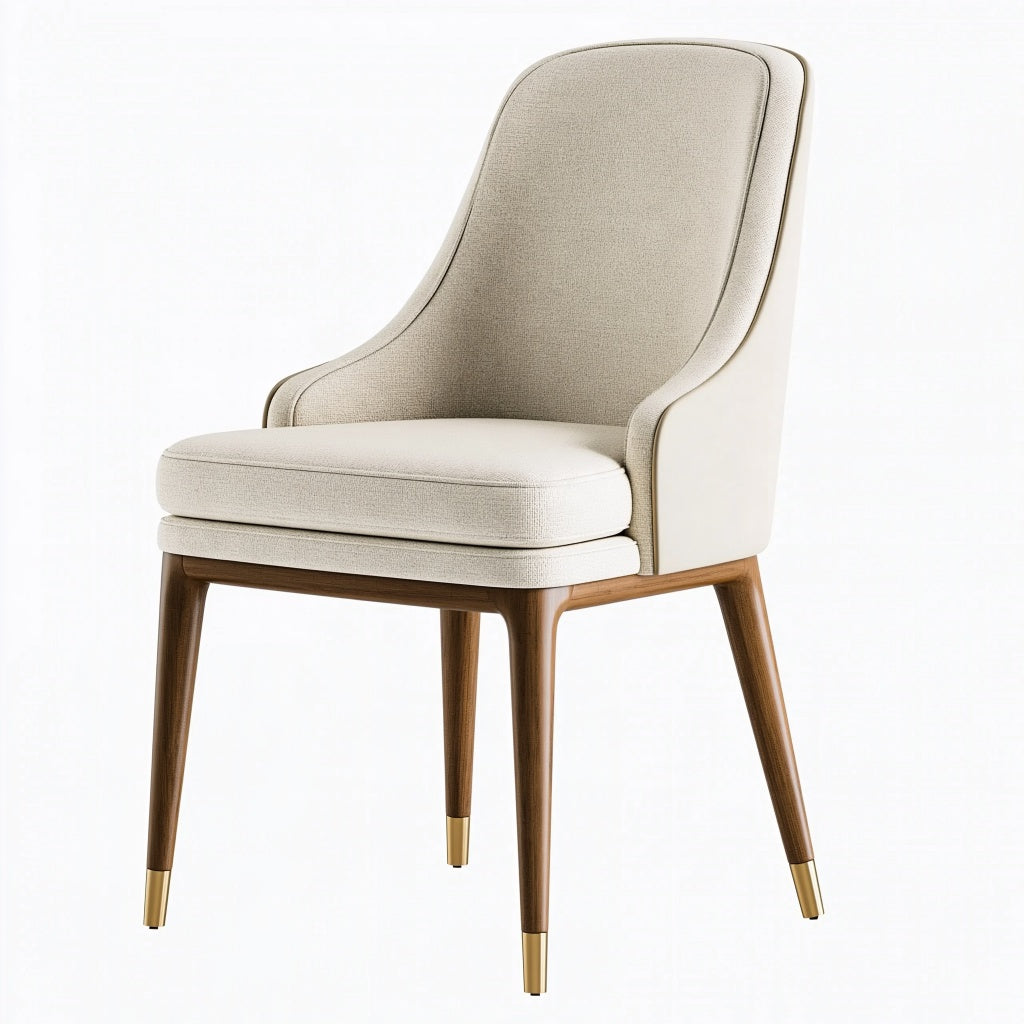 Polsterstuhl 60 x 65 x 95 cm Beige mit Holzgestell im modernen Stil