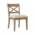 Esszimmerstuhl 48 x 45 x 90 cm Holz Beige gepolstert Kreuzrücken Landhausstil