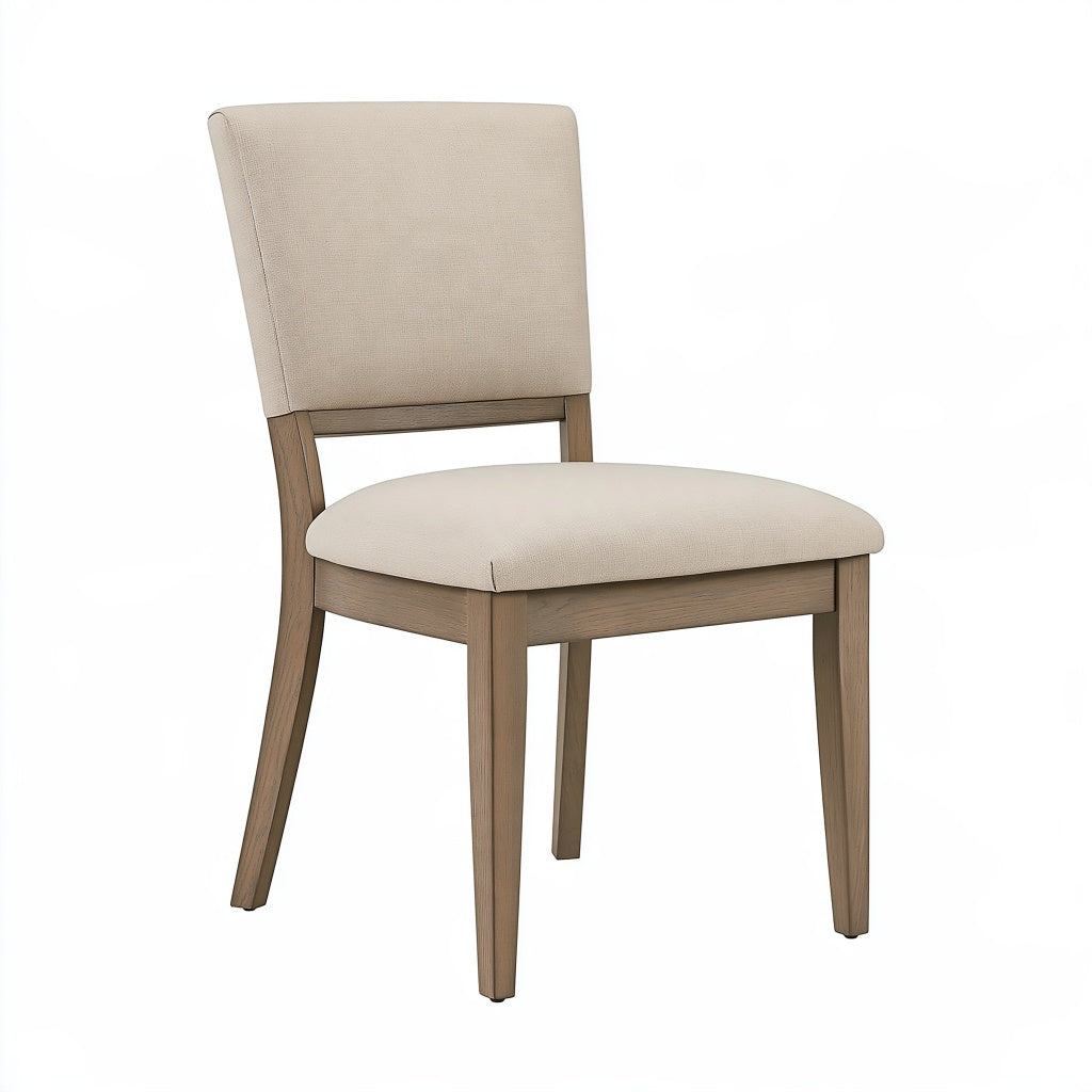Esszimmerstuhl 48 x 58 x 88 cm aus Holz mit Stoffbezug Beige Braun gepolstert